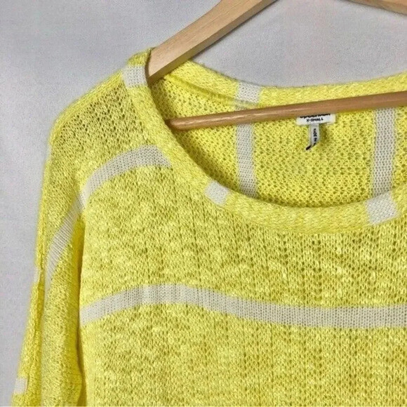 Splendid Bright Yellow Stripe Knit Half Sleeve Sweater XS - Picture 3 of 3